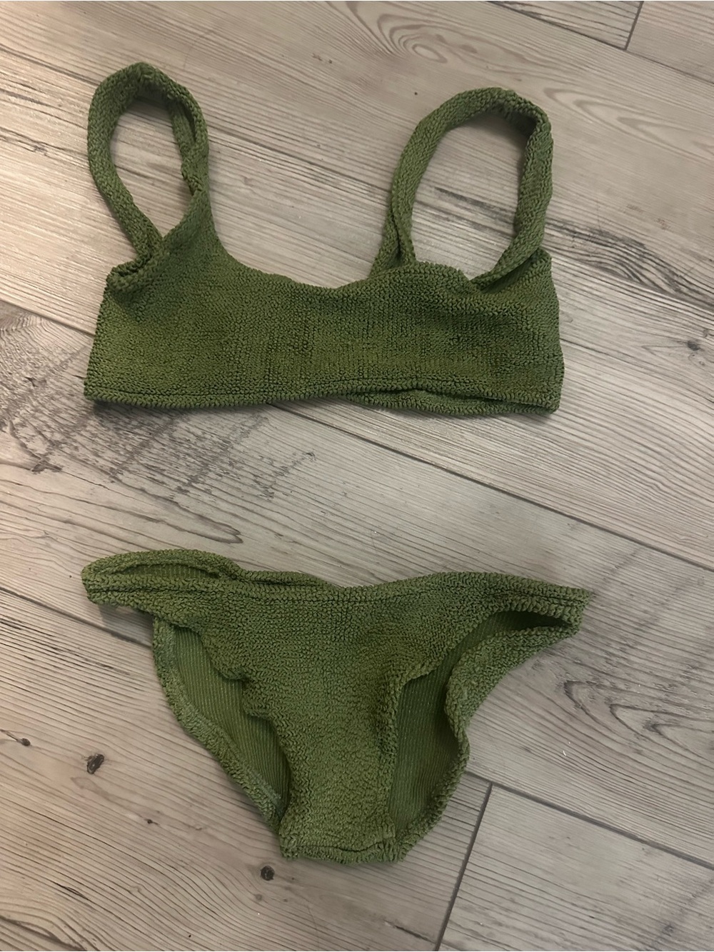 Hunza G Olive Green Textured Bikini Set